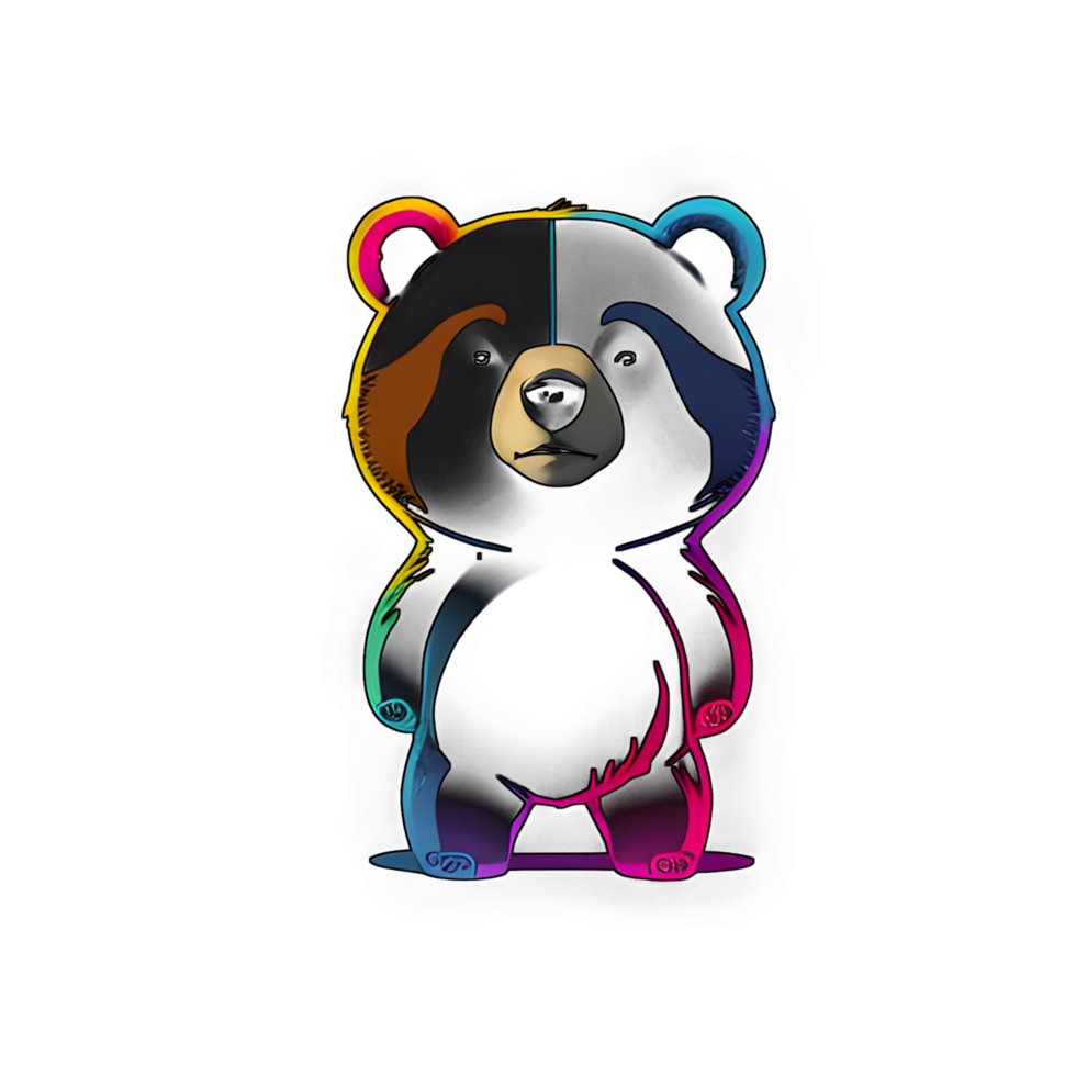 bear colorful line transparent background ai generative png