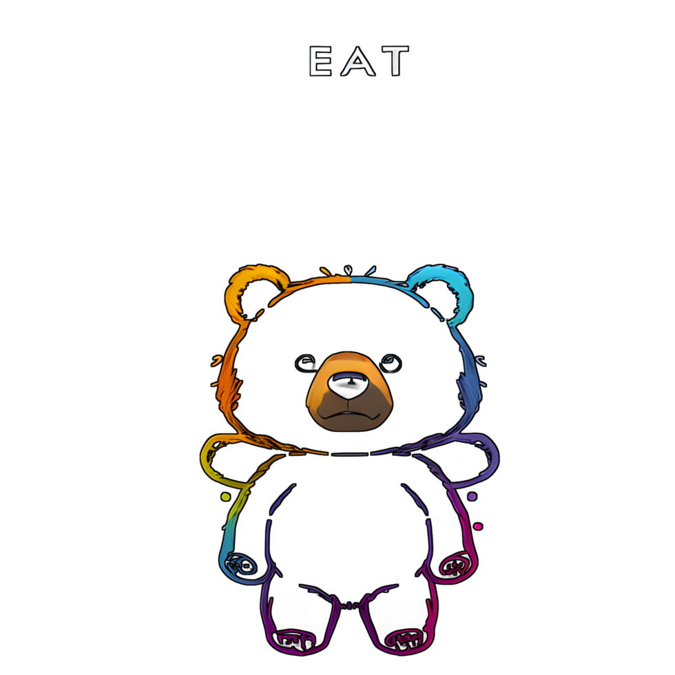 bear colorful line transparent background ai generative png