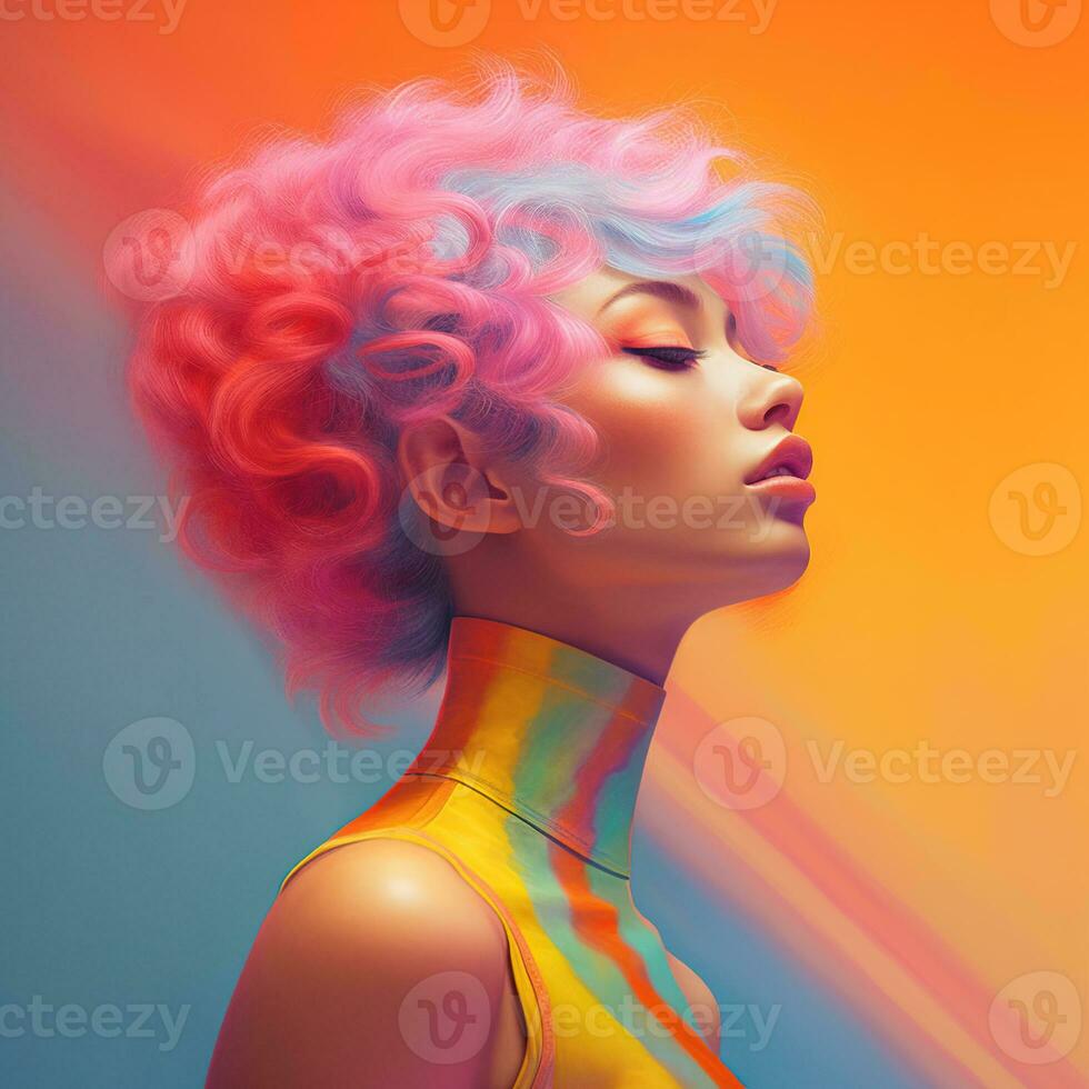 Illustration of a fashion portrait,  AI Generated photo