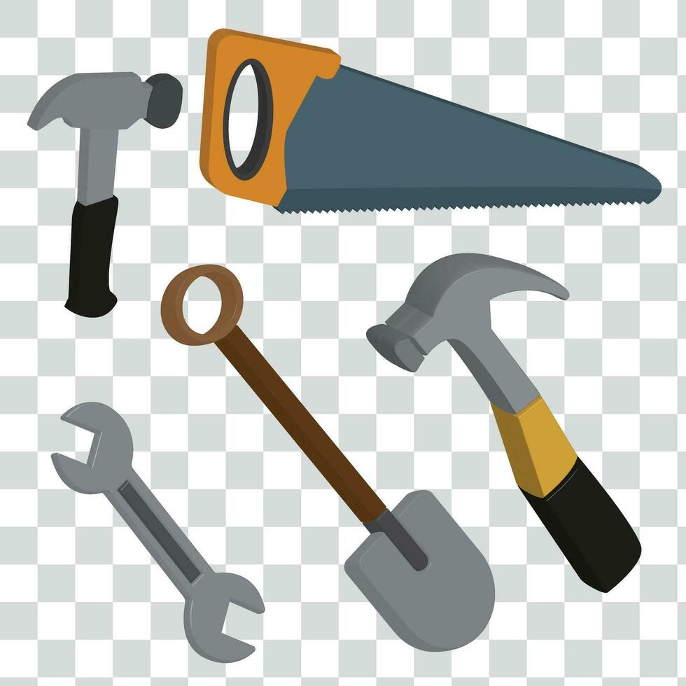 Construction tool icons 3D icon labor day collection rendered isolated on the transparent background vector