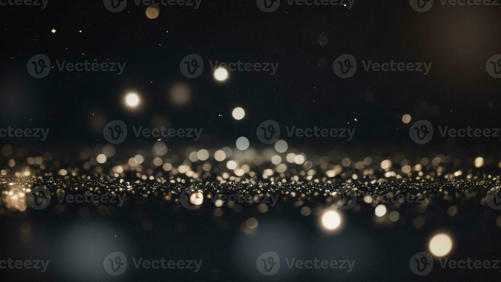 glitter vintage lights background, silver gold and black, bokeh defocused ai generated photo