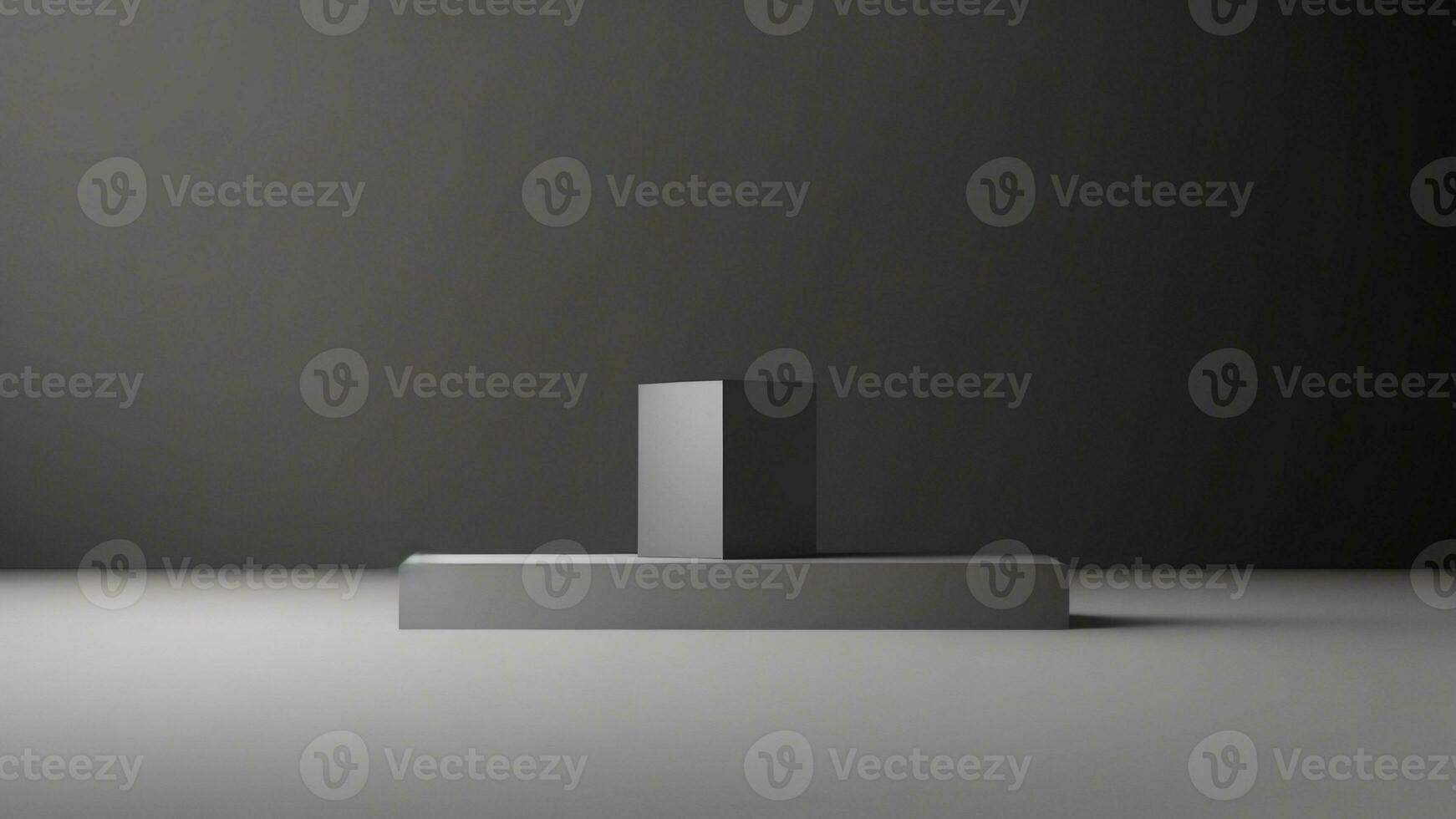 3d render of a black pedestal or podium on a gray background, cube display ai generated photo