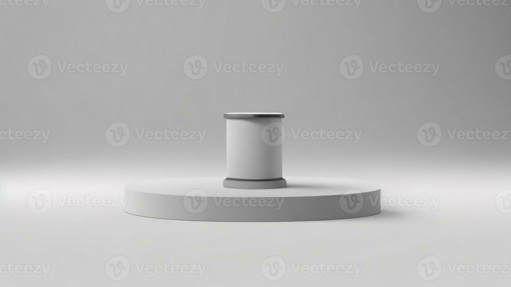 3d rendering of a gray cylinder podium on a gray background ai generated photo