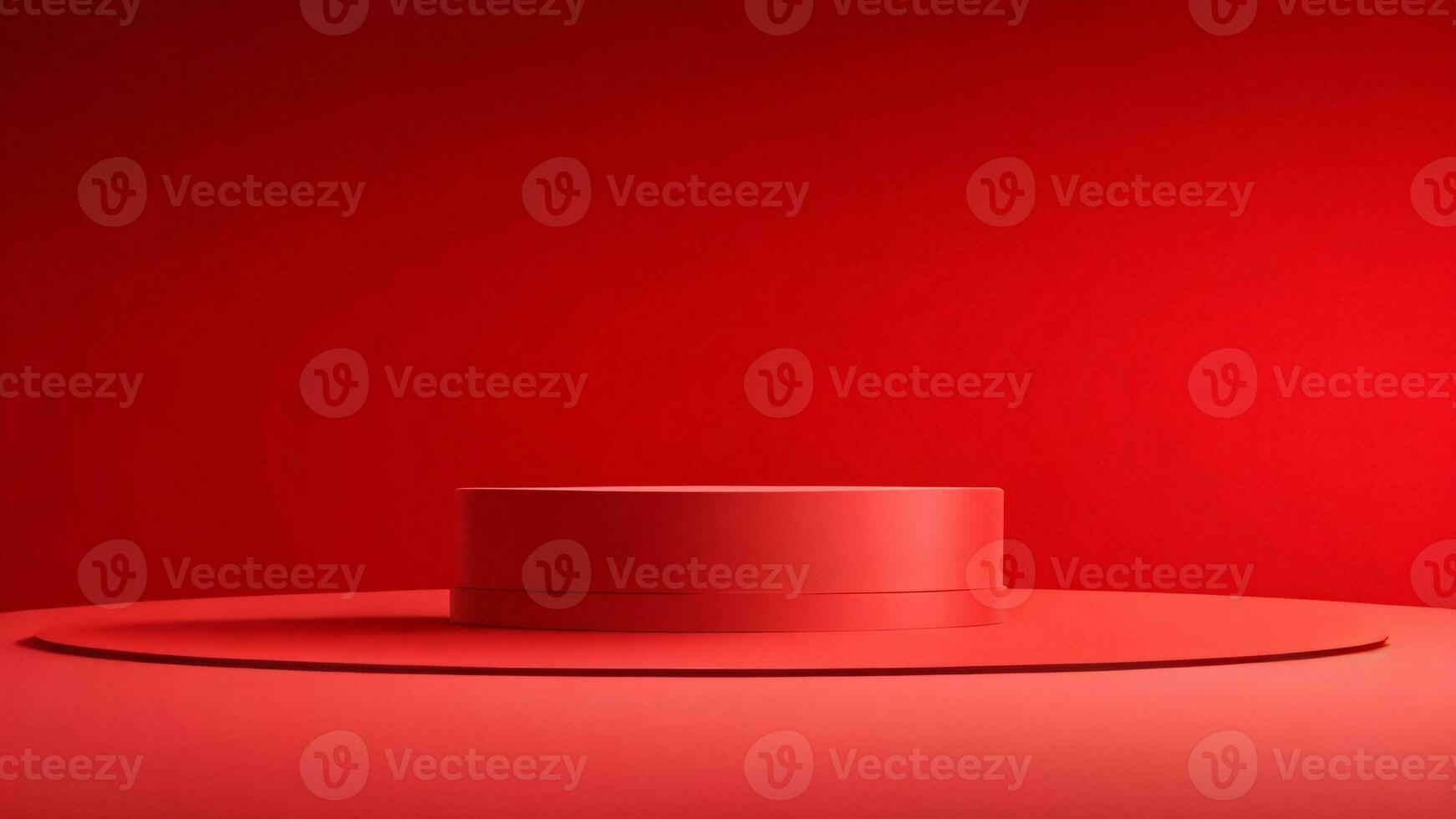 Red podium on a red background. 3d rendering. minimal concept ai generated photo