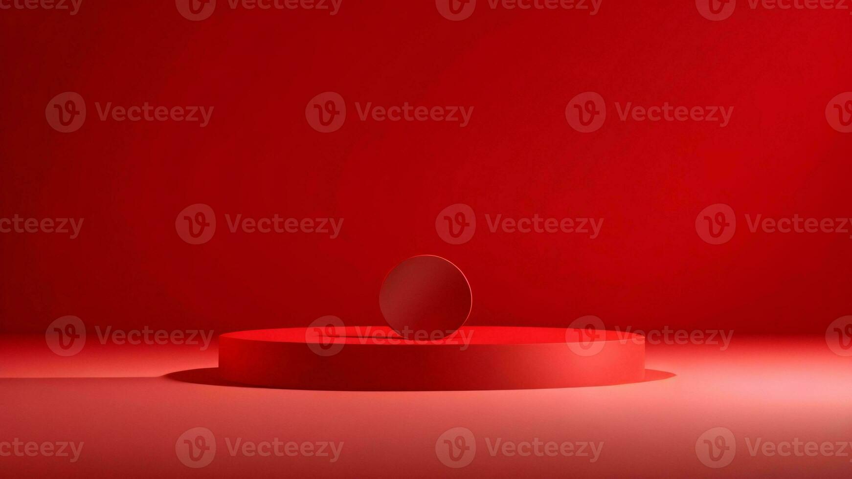 Abstract red background with round podium, 3d render, 3d illustration ai generated photo