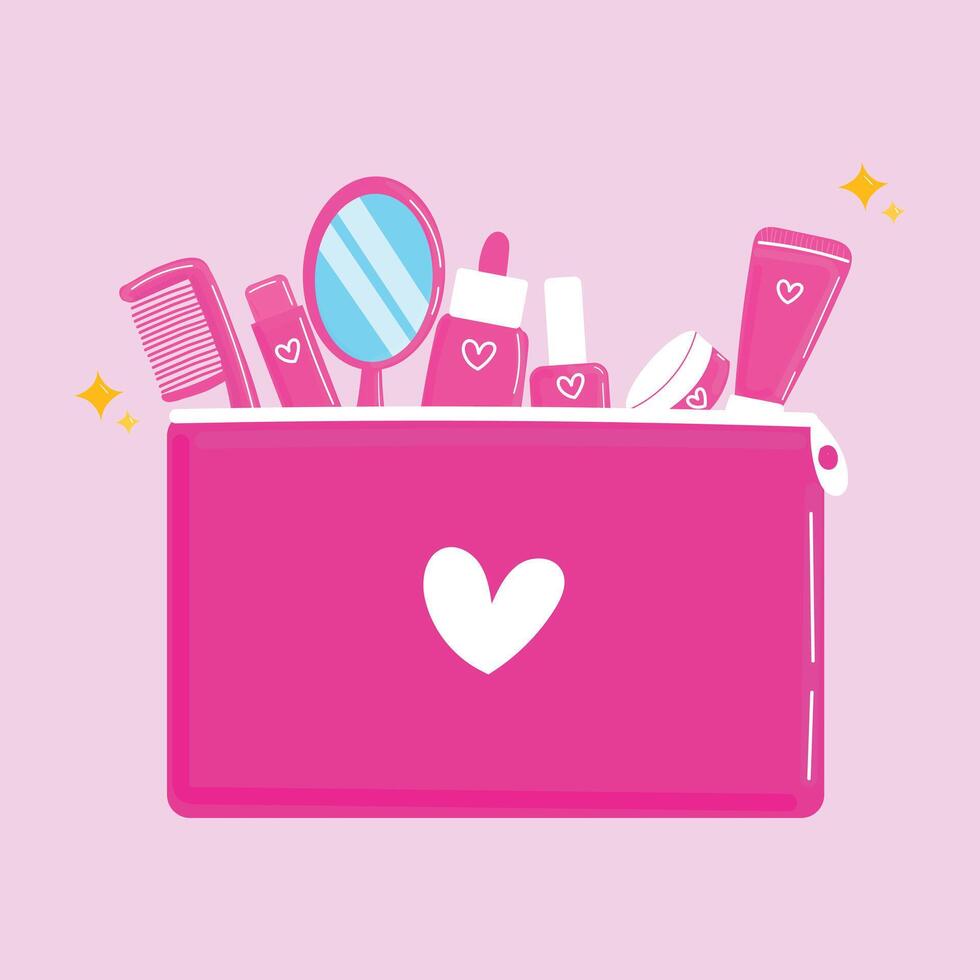 Barbie Bag with Barbie Stuff vector