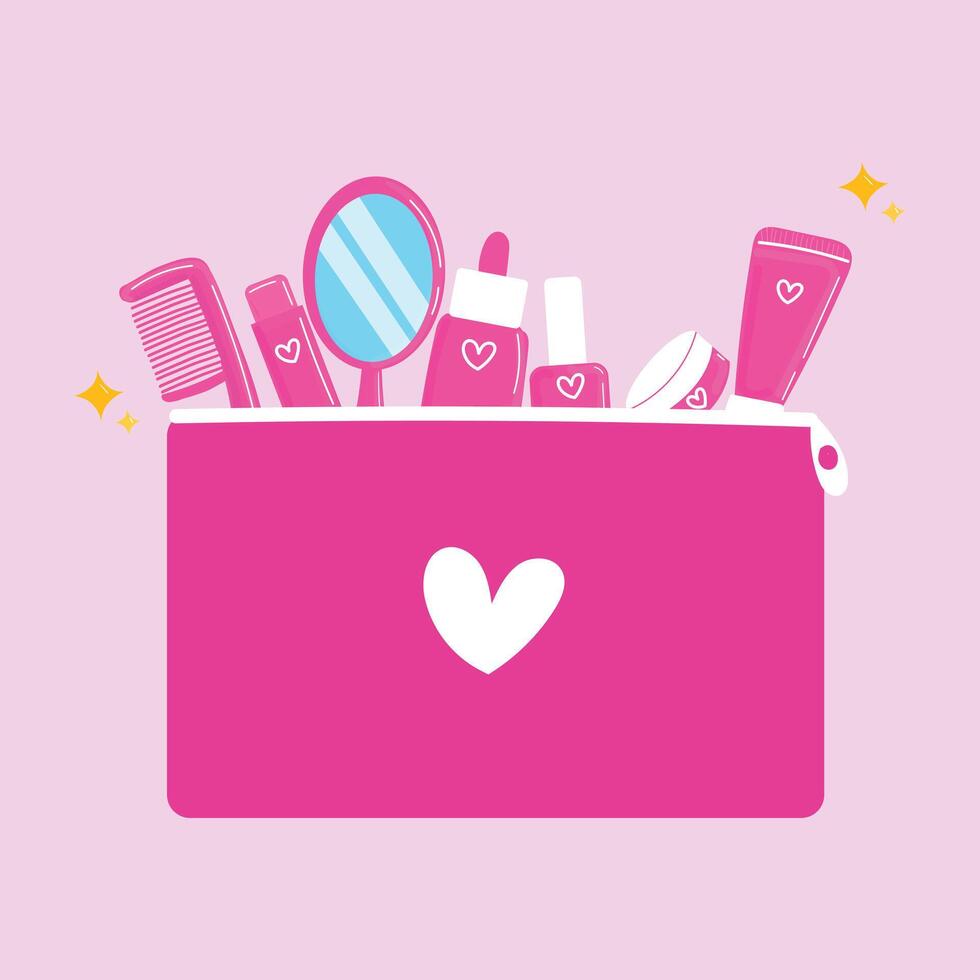 Barbie Bag with Barbie Stuff vector