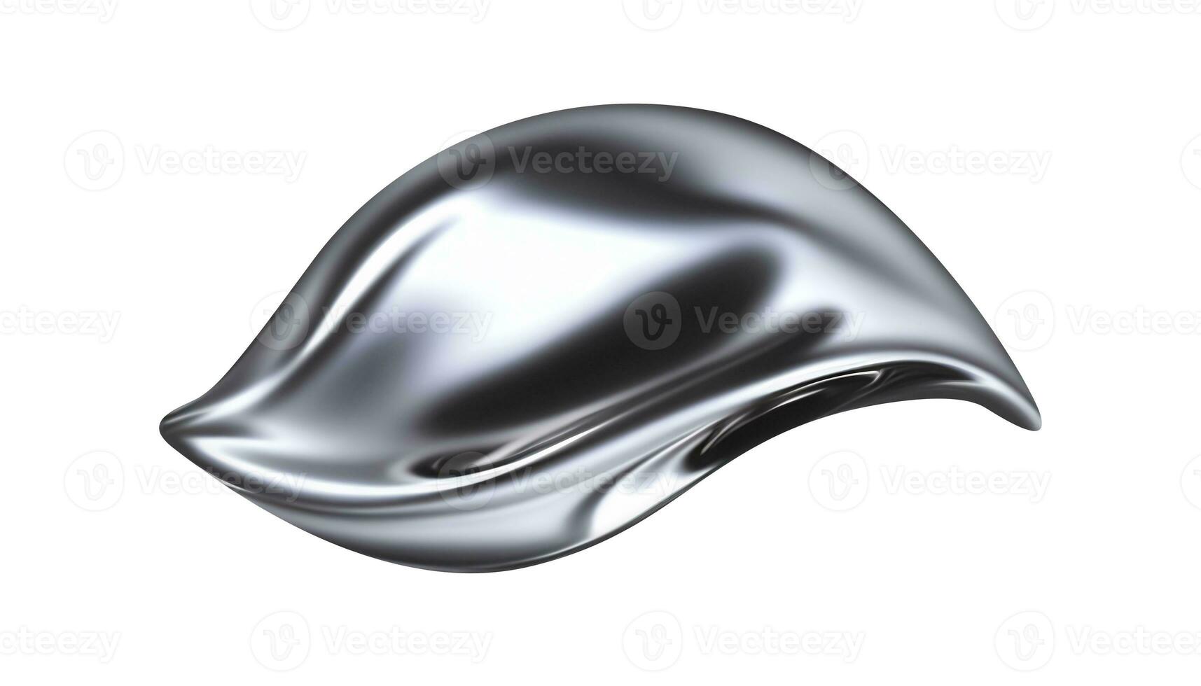 Abstract silver gradient curve. Flow chrome liquid metal waves isolated on white AI Generative photo