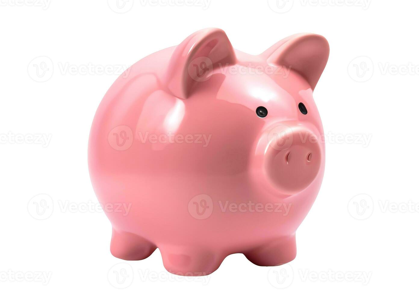 Pink piggy bank isolated. Concept of preserving and saving money. photo