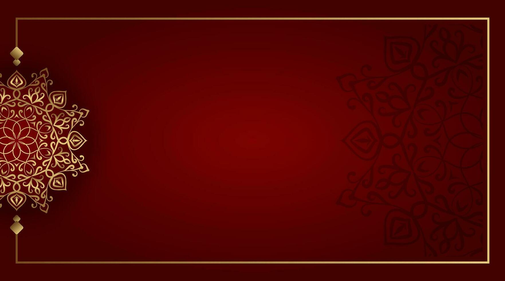 Red background with ornamental mandala vector