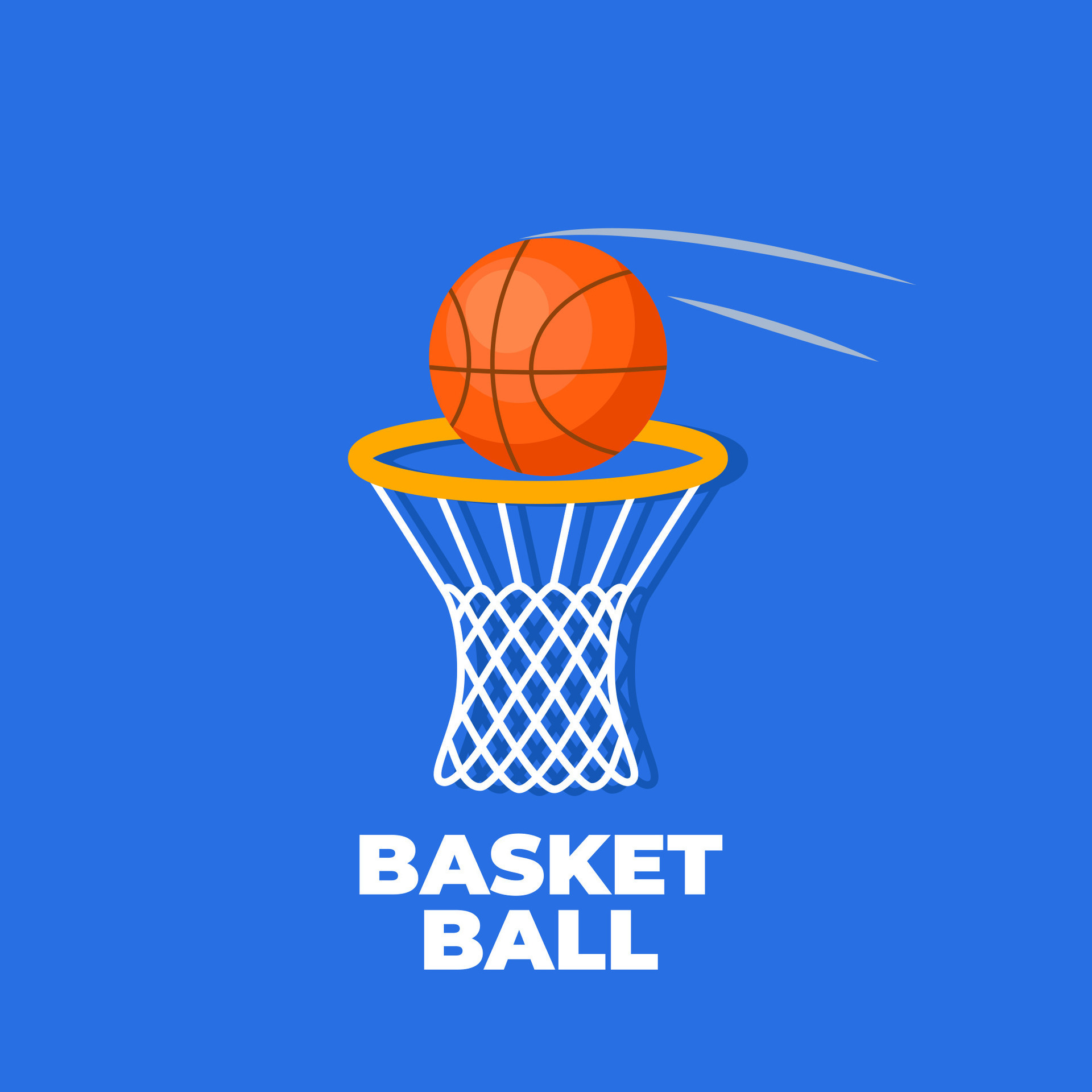 Basketball. Ball flying into the basketball ring. Vector illustration