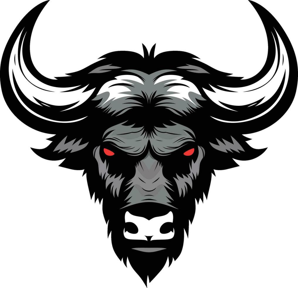 buffalo head logo template vector illustration, Bull head logo template icon symbol stock vector image, colored and black and white angry bull face