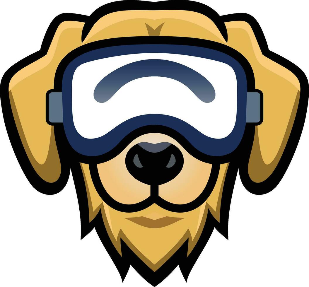dog wearing a vr headset vector logo template , Dog wearing a virtual reality gear simple logo icon , symbol stock vector image