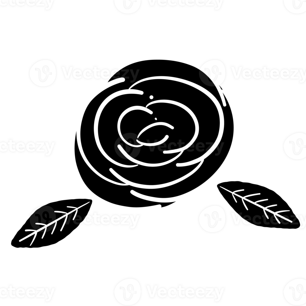 Hand Drawn Black and White Floral Art png