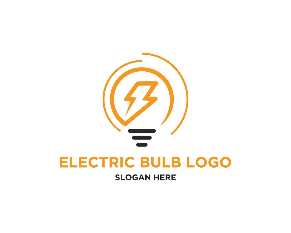 Lightning bulb logo design vector icon illustration.