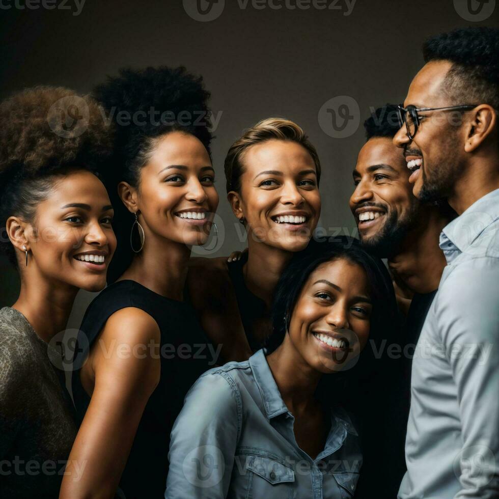 group of happy working people at the office, generative AI photo
