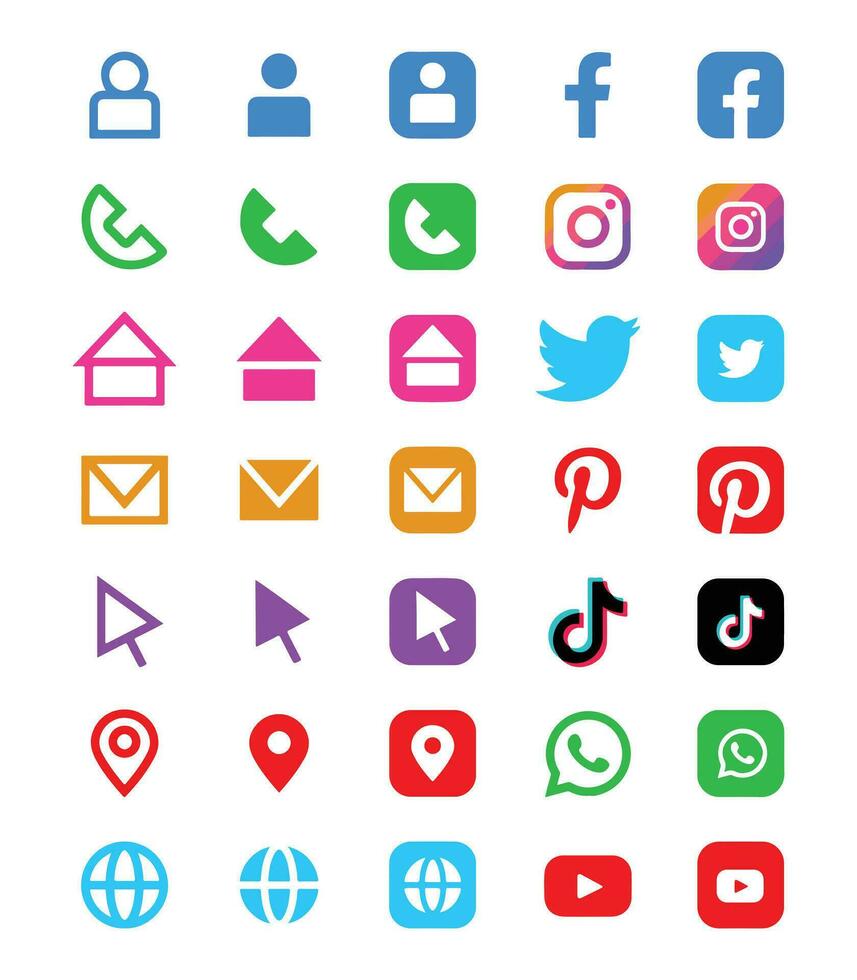 Vector social media logos and icons pack vector set icon shape elements social media business logo