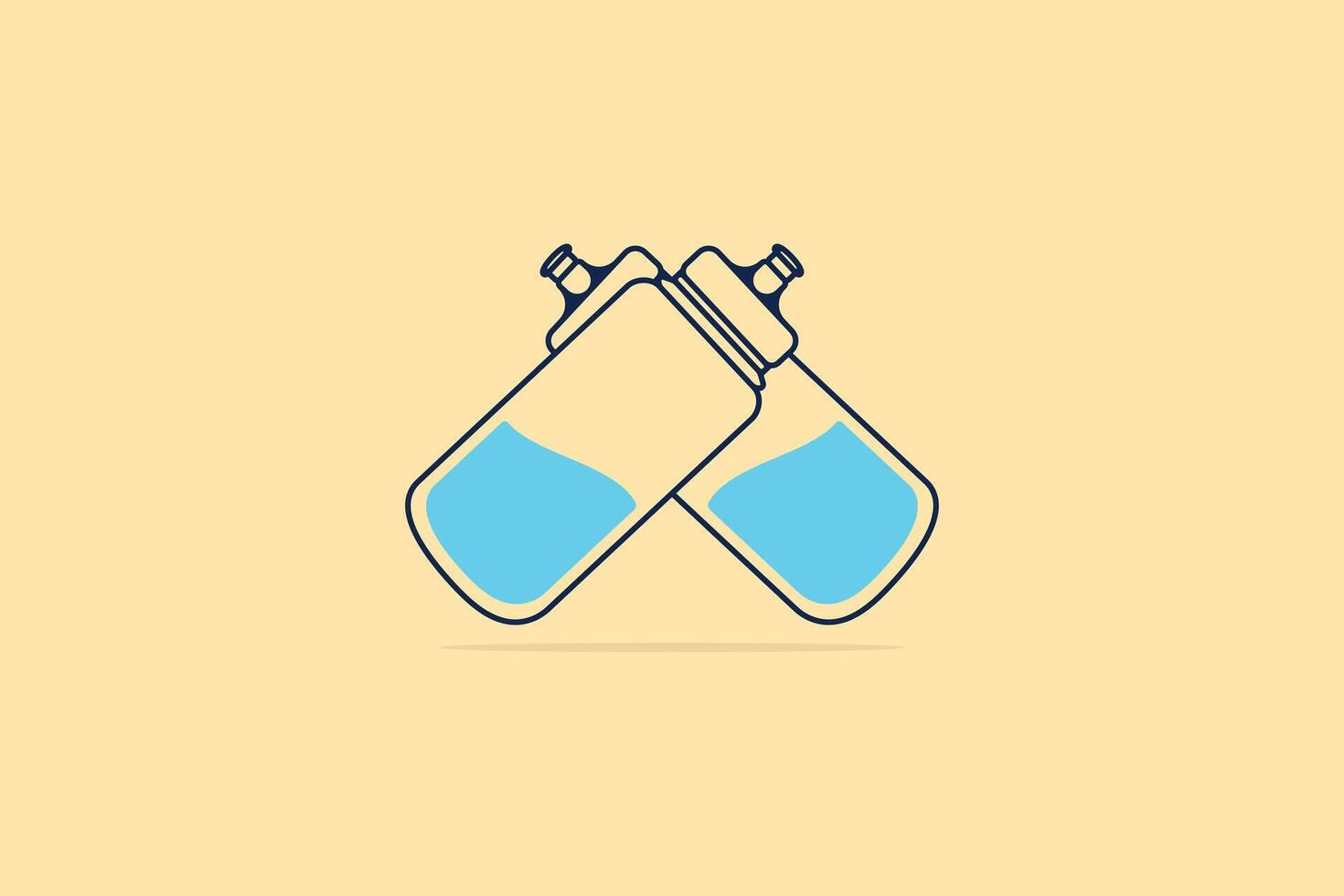 Gym Water Bottle In cross sign logo design. Sports and Drink objects icon concept. Water in bottles icon design. vector