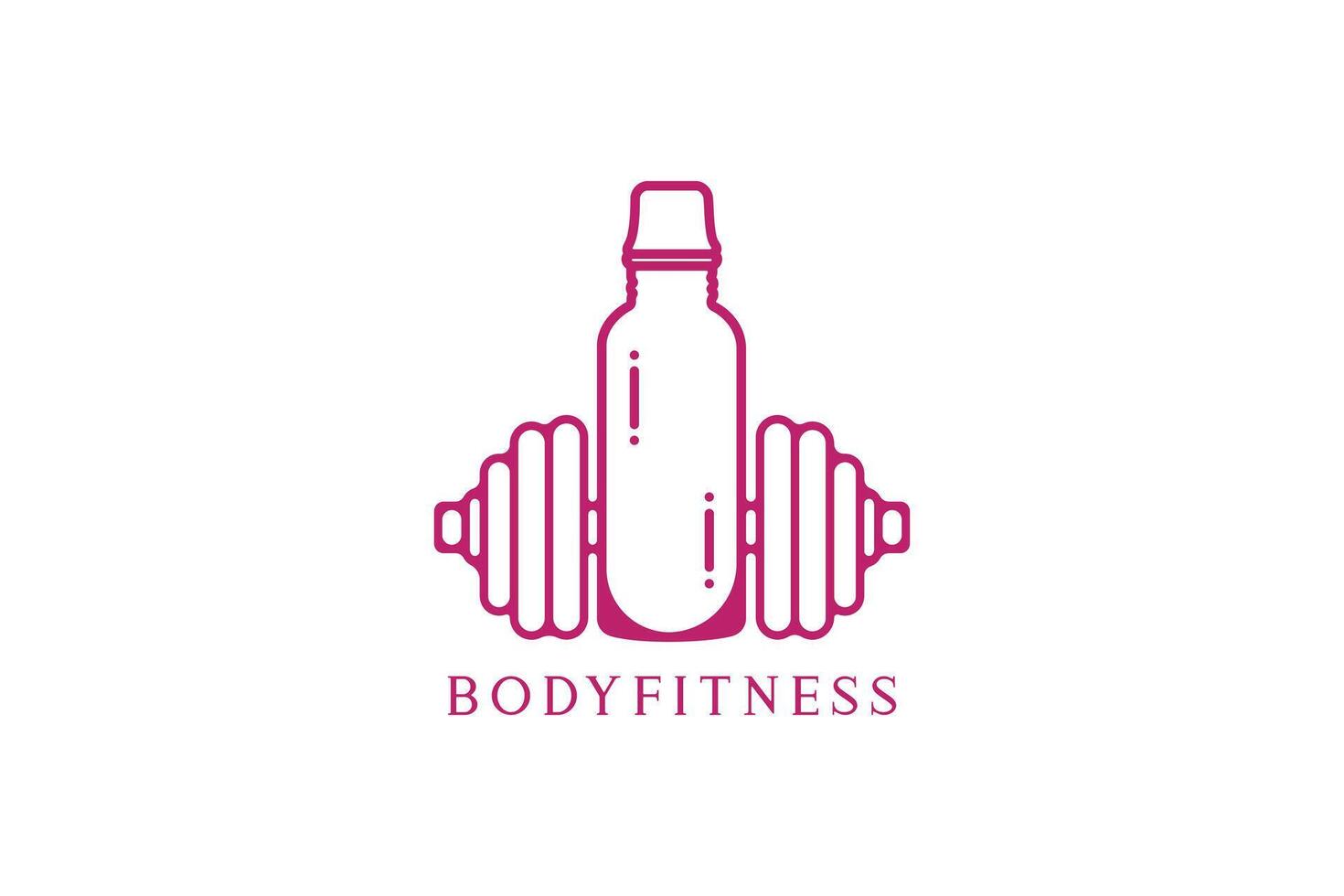 Gym Exercise Dumbbell with Water Bottle logo icon. Gym fitness icon design concept. Bottle water gym with weight icon design. vector