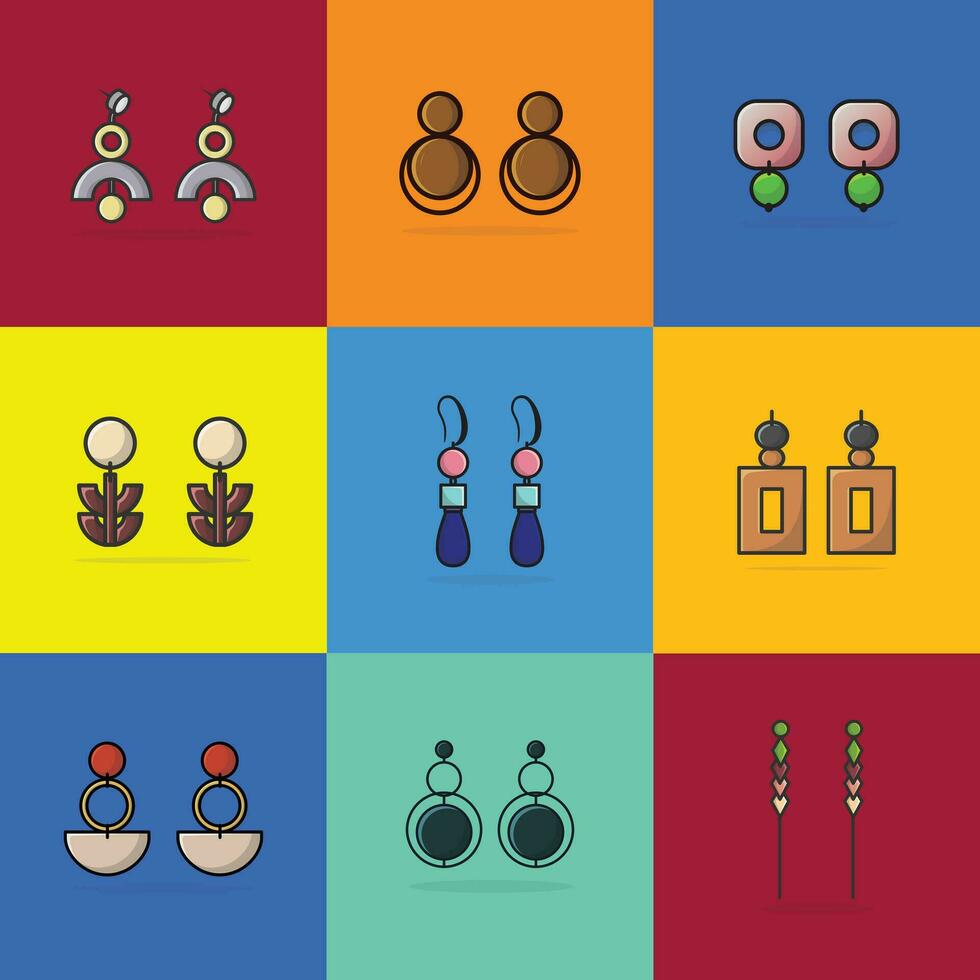 conjunto de joyería pendientes con precioso piedras vector ilustración. nuevo llegada mujer joyería pendientes colección vector diseño.