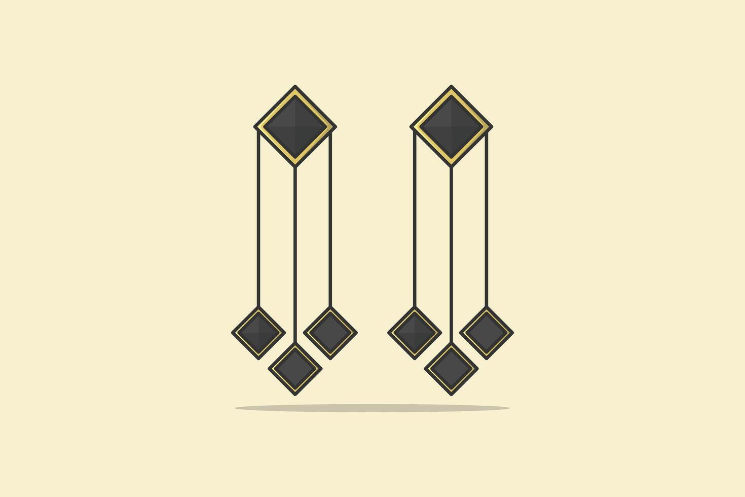 Square box shape women earrings jewelry vector illustration. Beauty fashion objects icon concept. Women stylish jewelry earrings vector design.