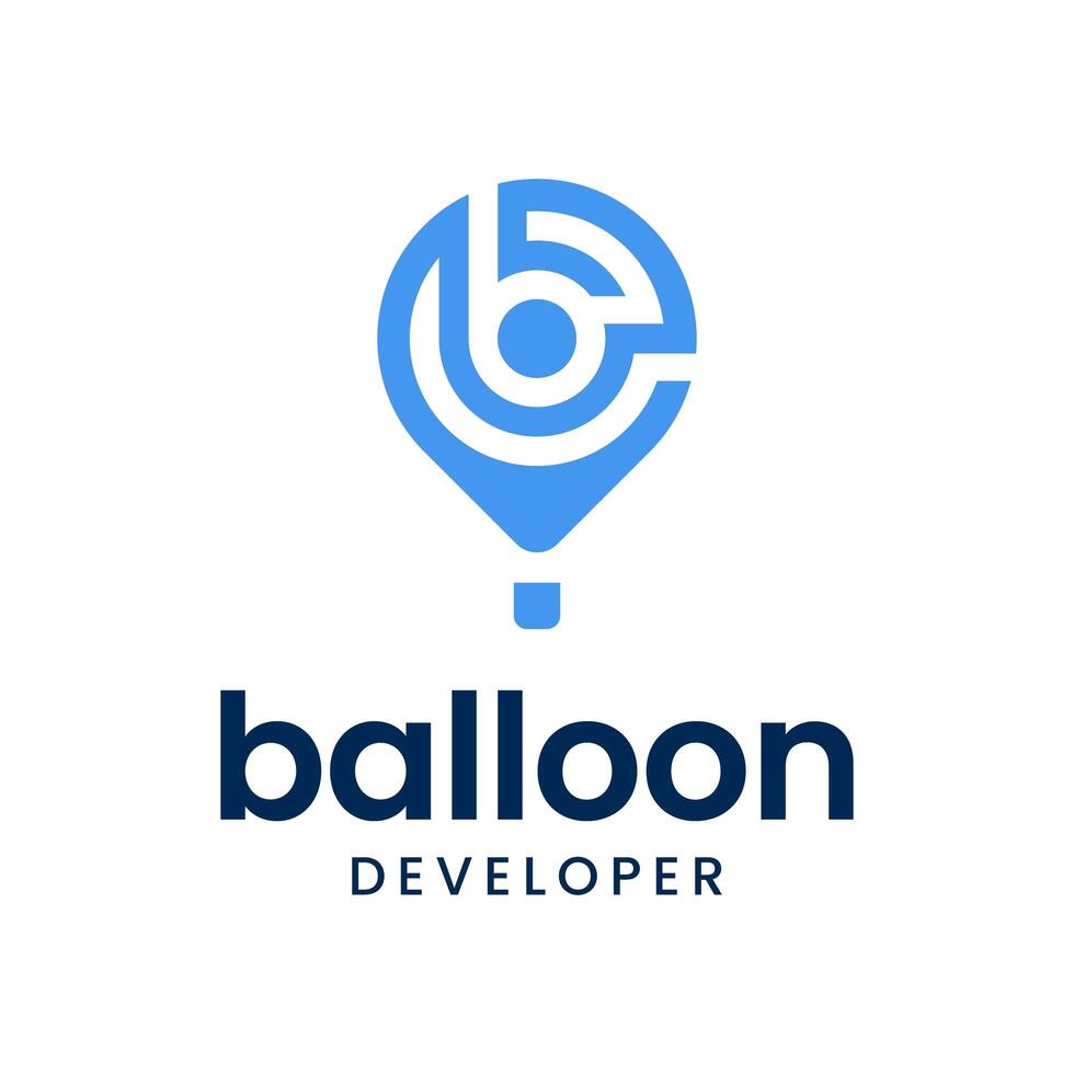 Modern logo combination of letter B and hot air balloon. photo
