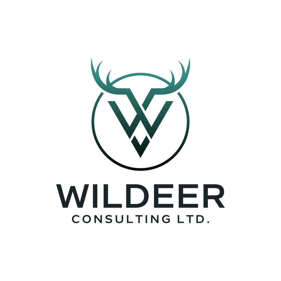 Modern logo combination of letters W and horns. vector