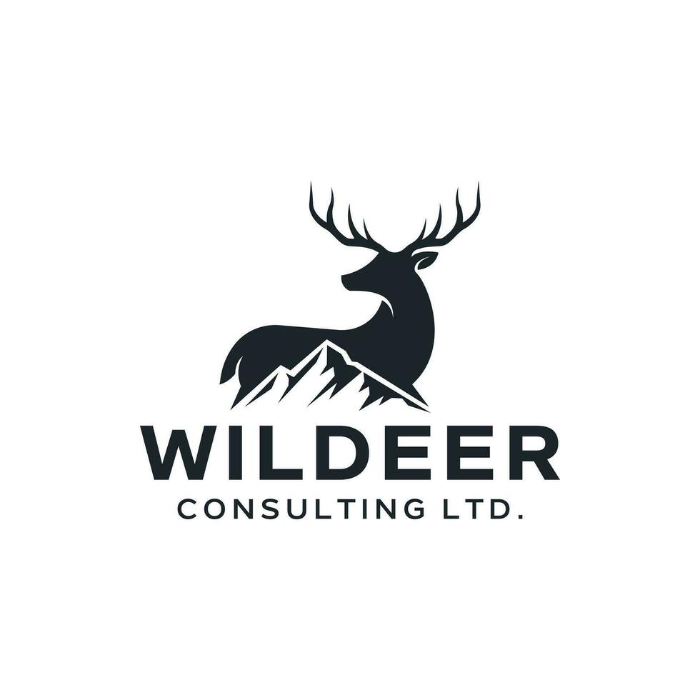 Strong logo combination of deer and mountain. vector