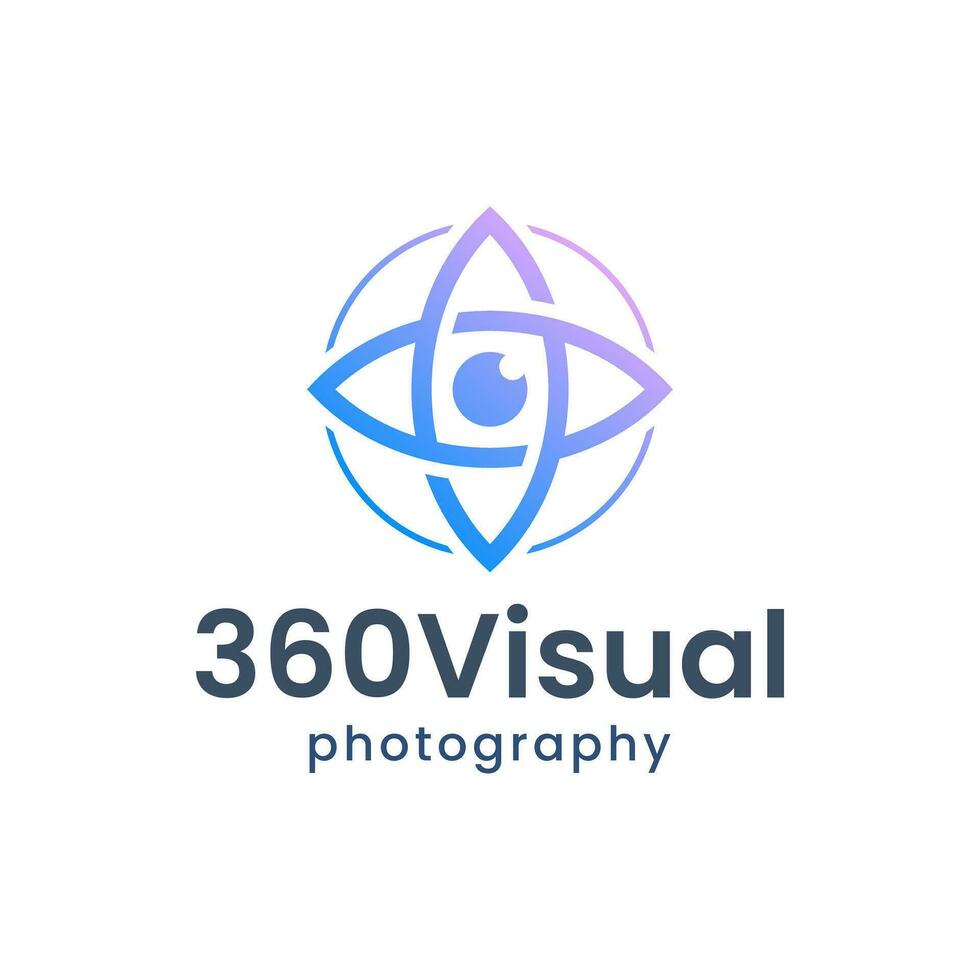 he combination logo of the lens and the 360 movement line. vector
