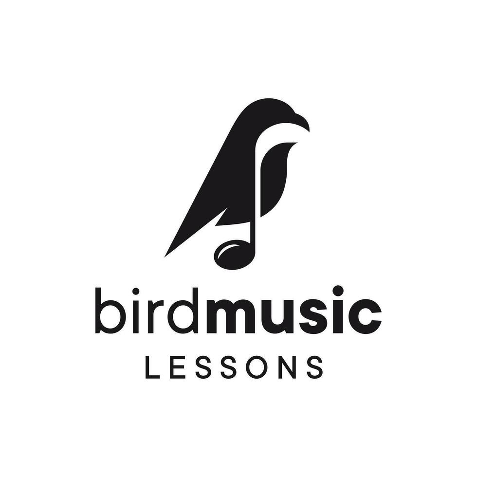 Modern bird and music note combination logo vector