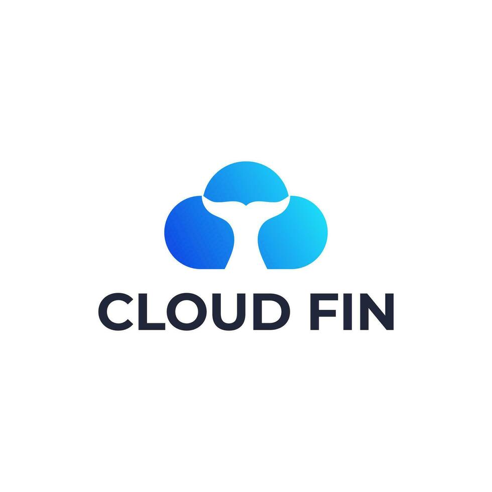Modern logo combination of fin and clouds. vector