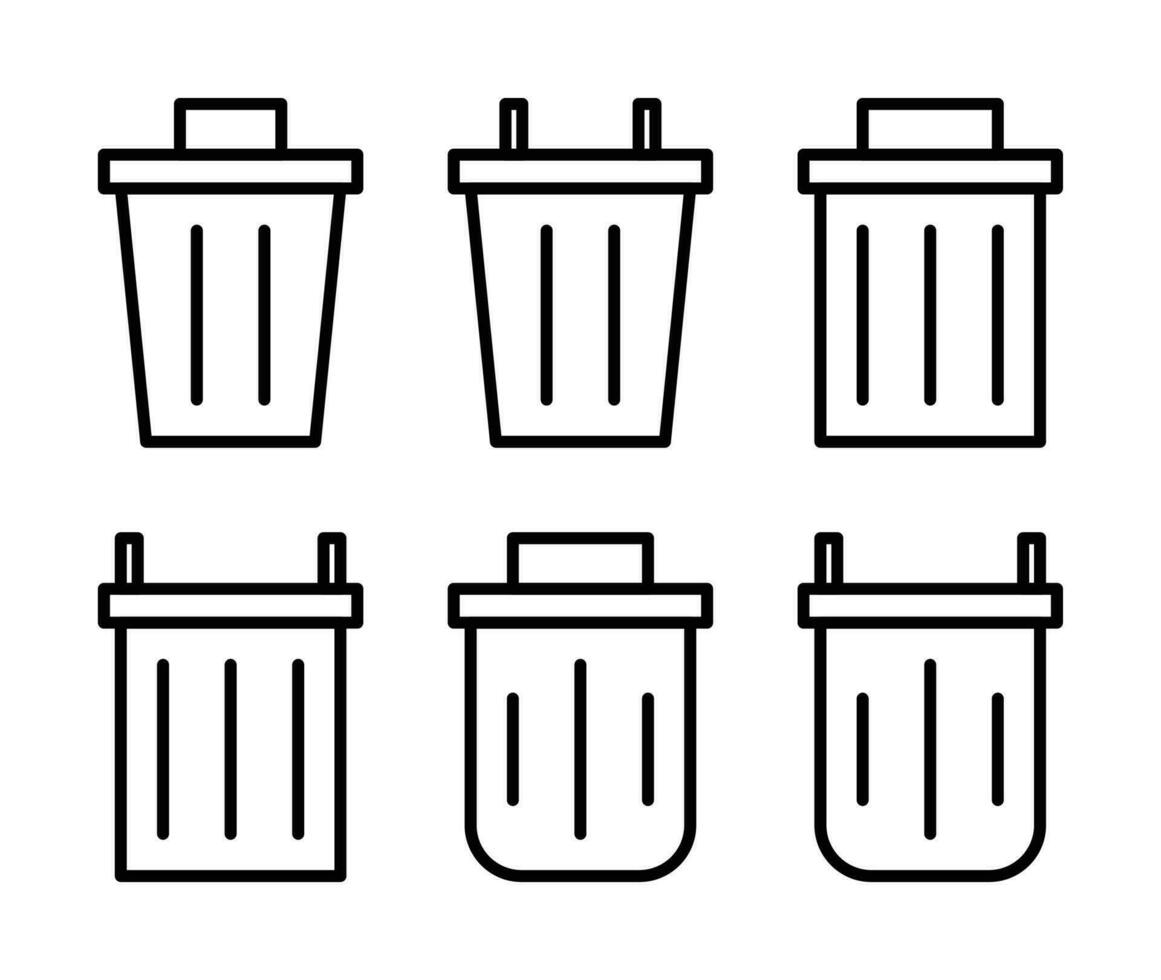delete symbol trash can icon set. simple and minimalist design, vector for app, web, social media, flyer.