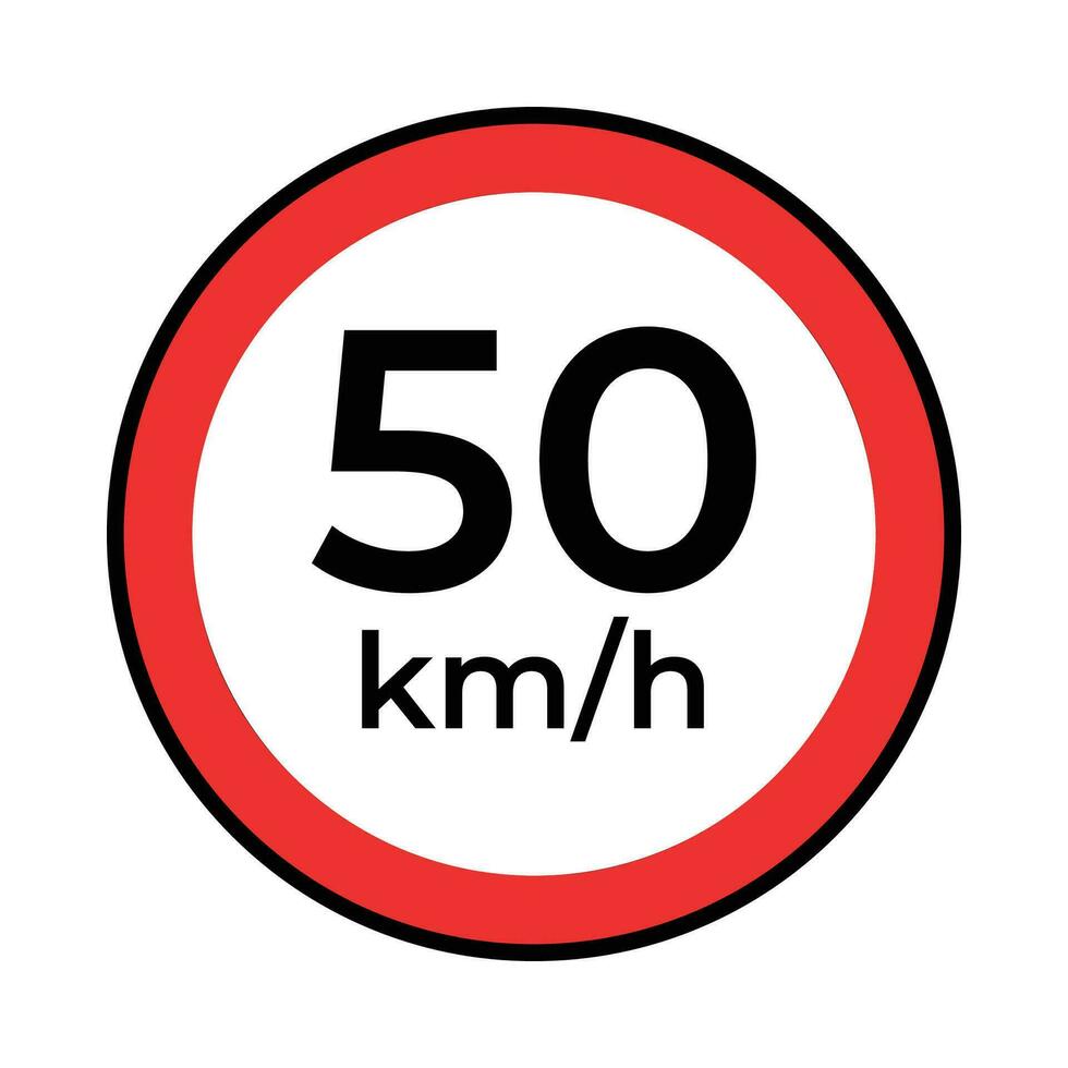 velocidad límite 50 la carretera o la carretera firmar vector, sencillo diseño en blanco antecedentes. vector