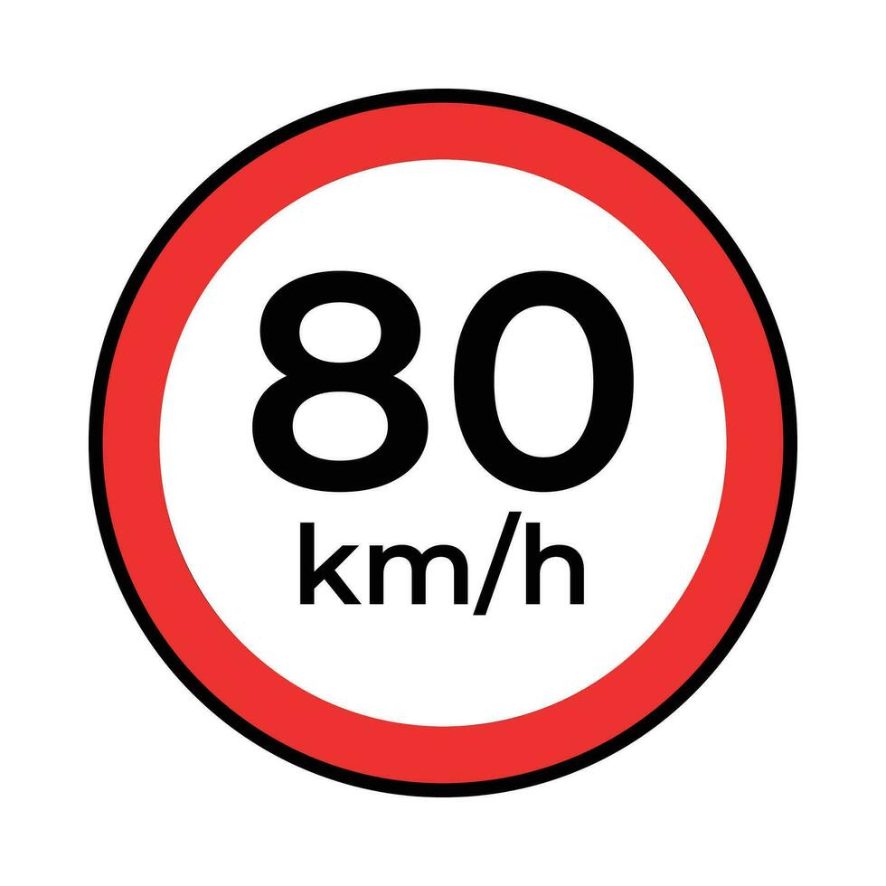 vector tráfico o la carretera firmar velocidad límite 80, sencillo diseño en blanco antecedentes.