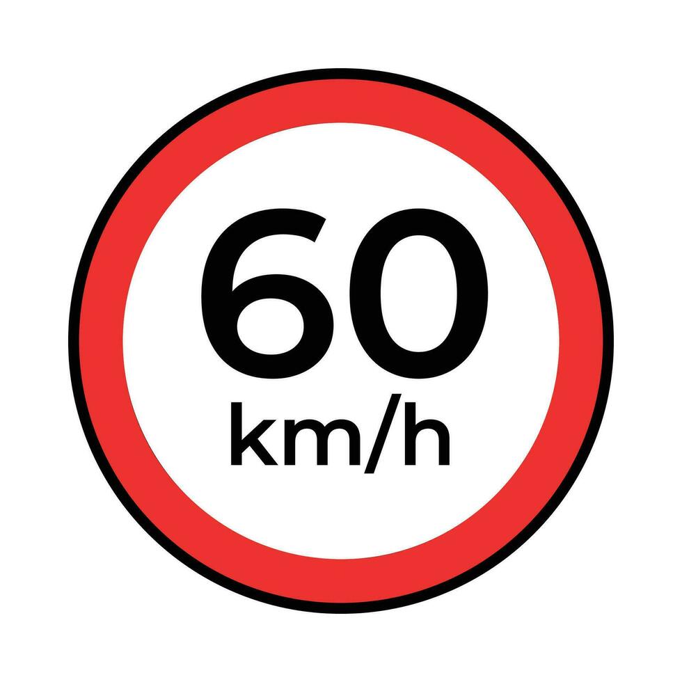 Vector Traffic Or Road Sign Speed Limit 60 Simple Design On White vector-traffic-or-road-sign-speed-limit-60-simple-design-on-white