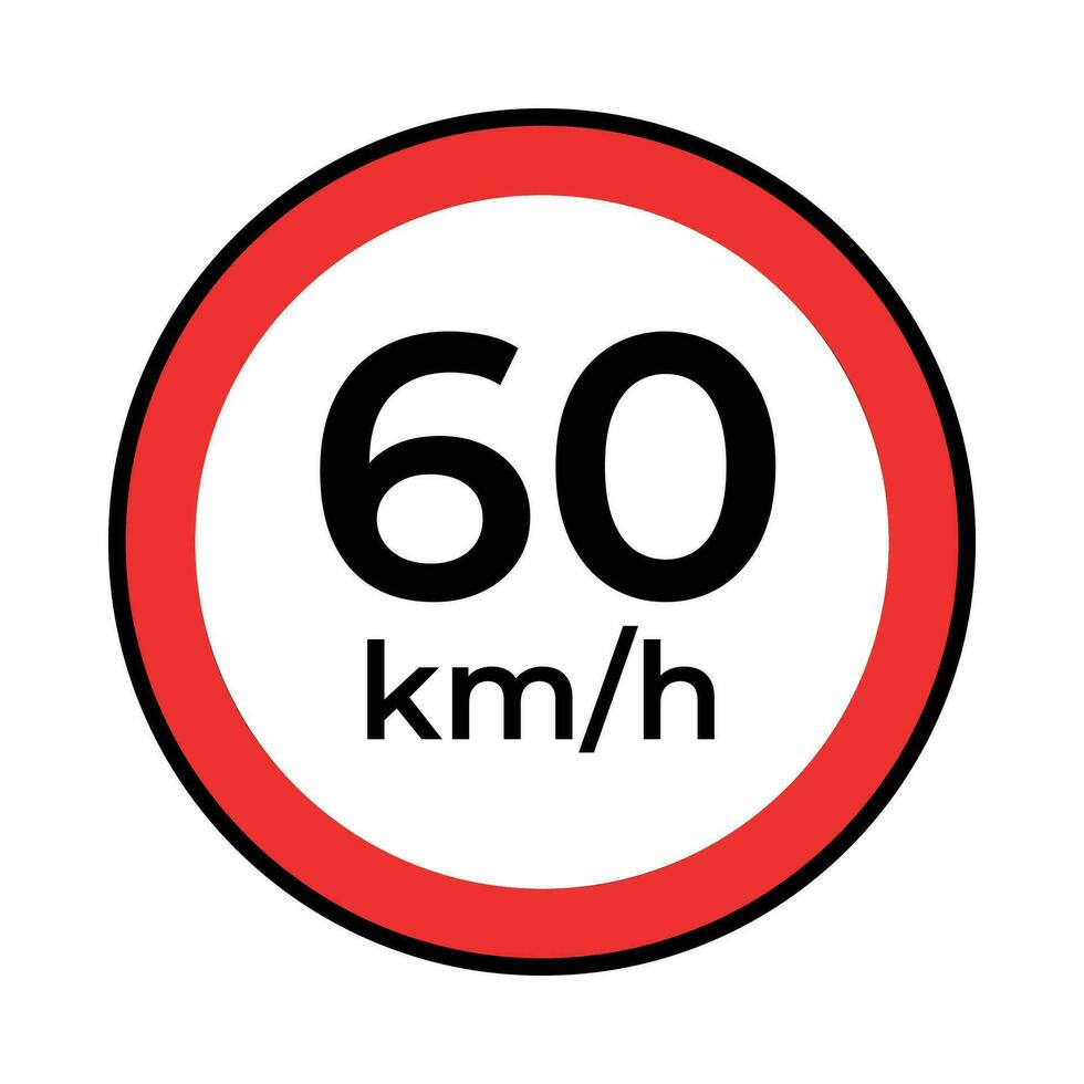 vector traffic or road sign speed limit 60, simple design on white background.