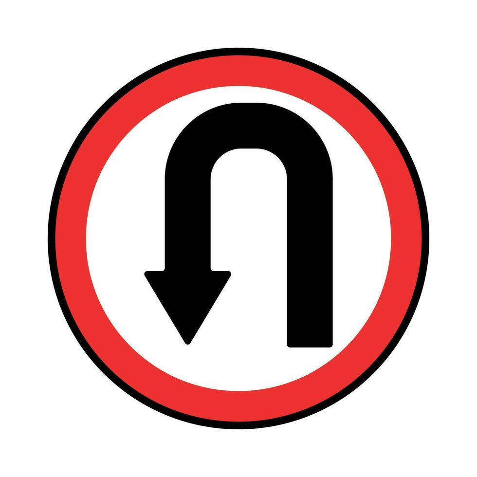 vector traffic sign turning left, road sign. red design on a white background