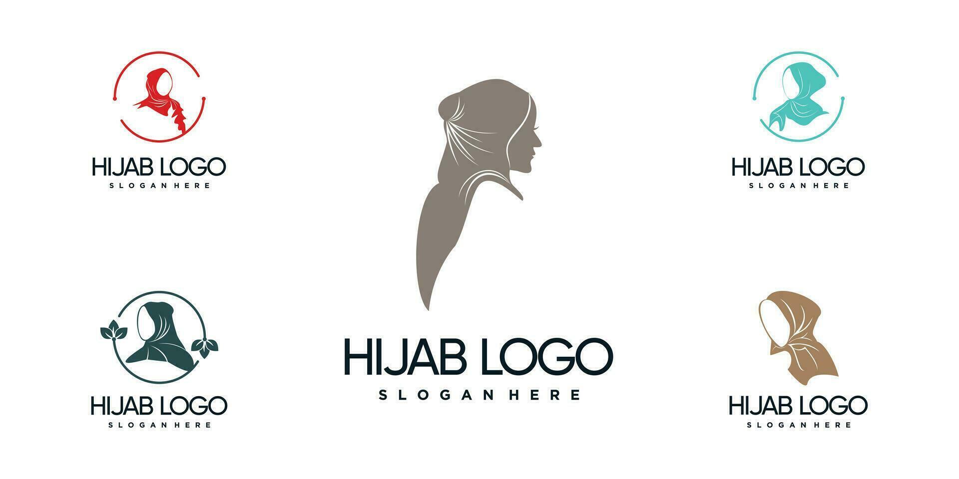 hijab logo design collection with creative style concept premium vector