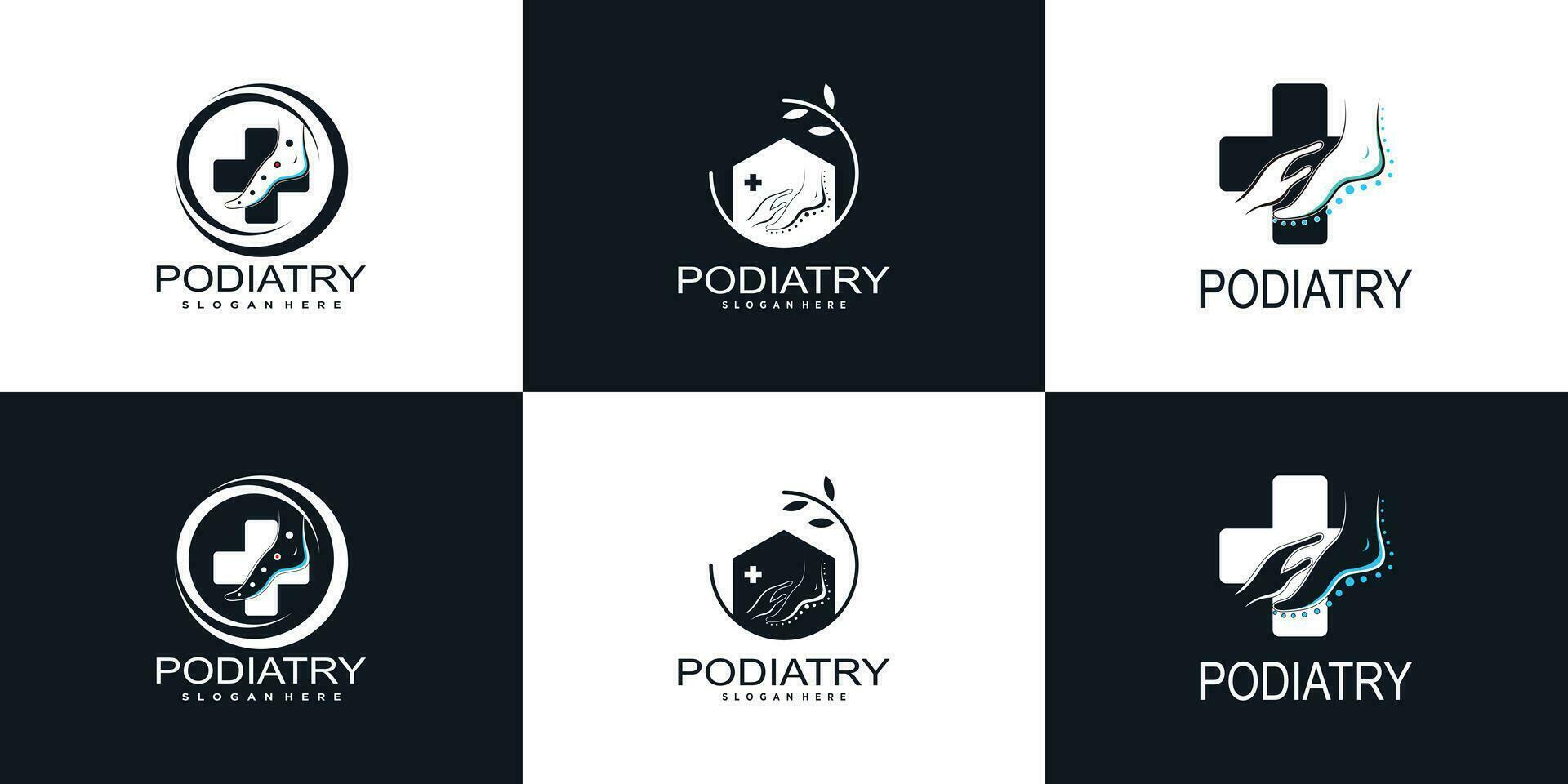 podiatry logo design collection with creative concept design premium vector