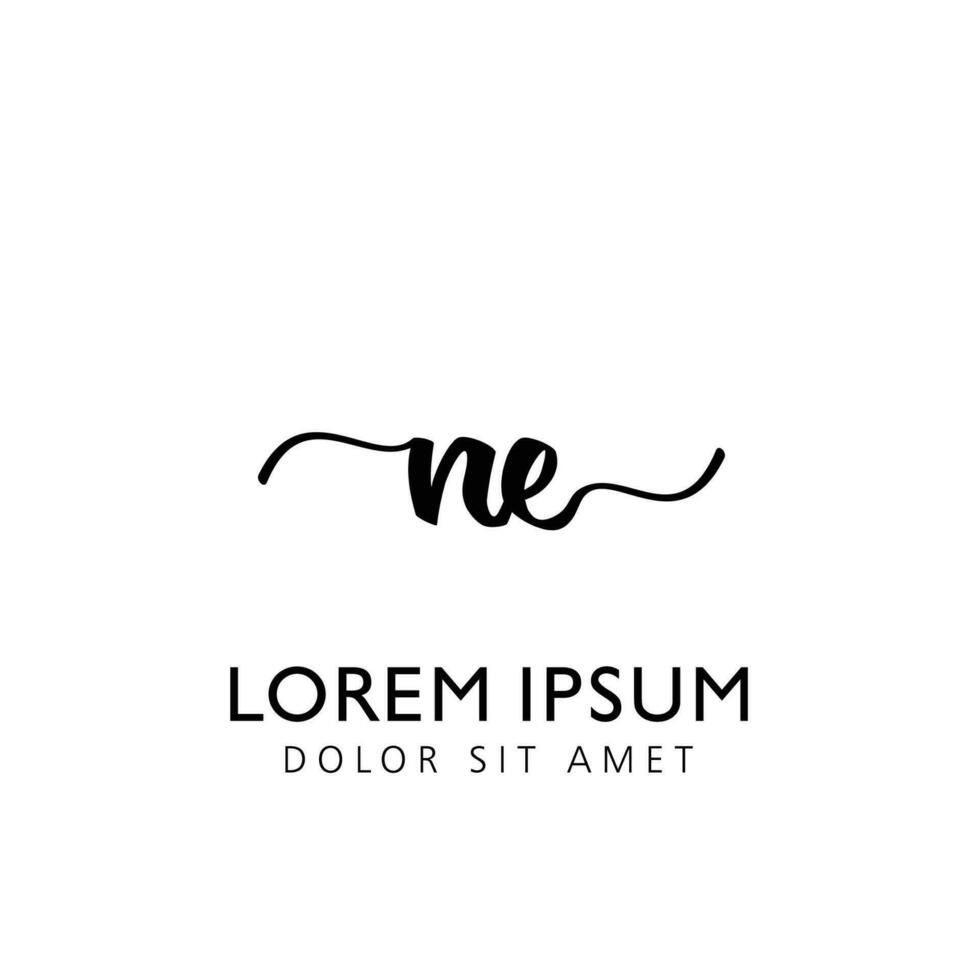 NE Initial Handwriting Template Design vector