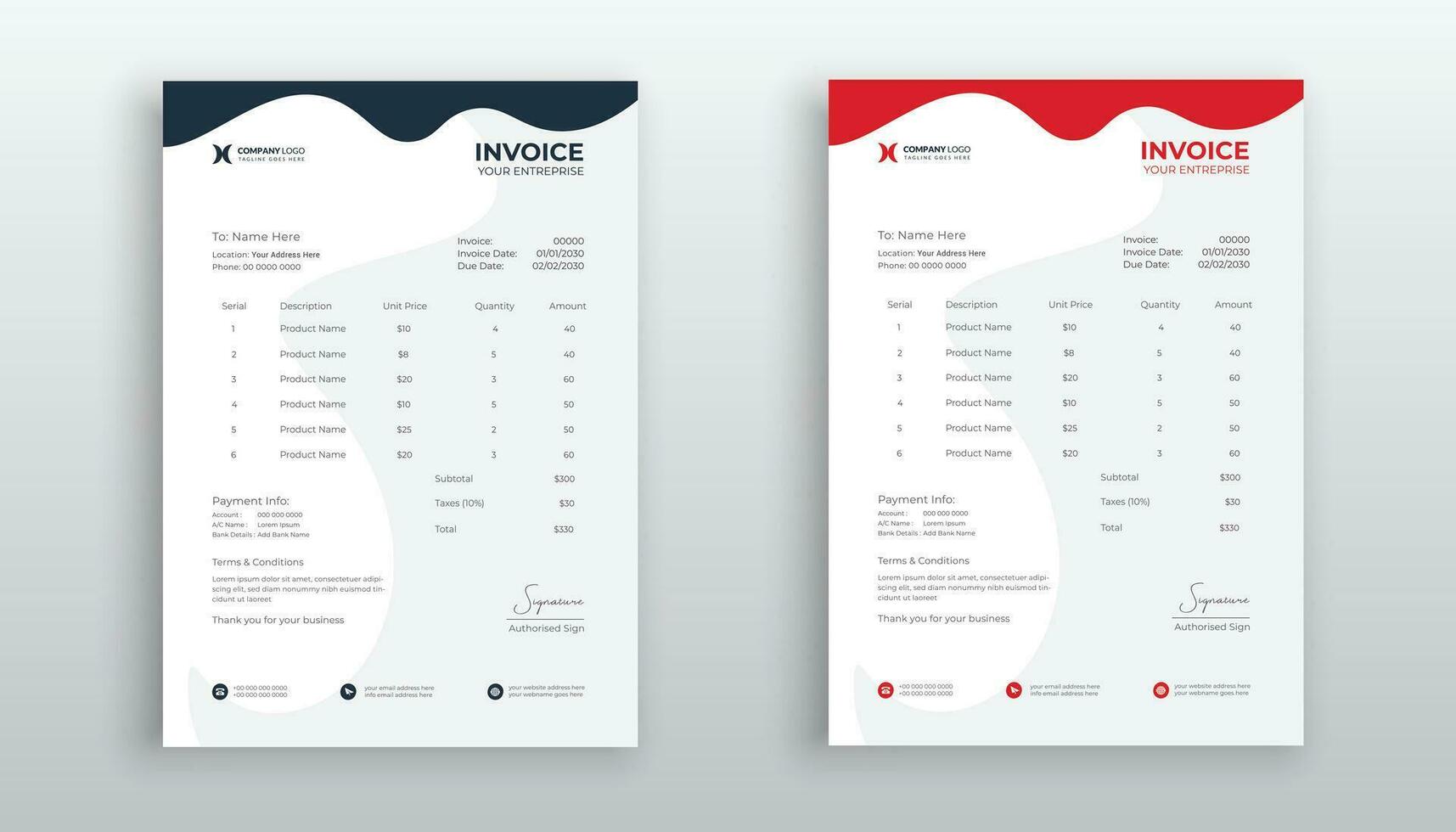 professional creative invoice template design for your business vector