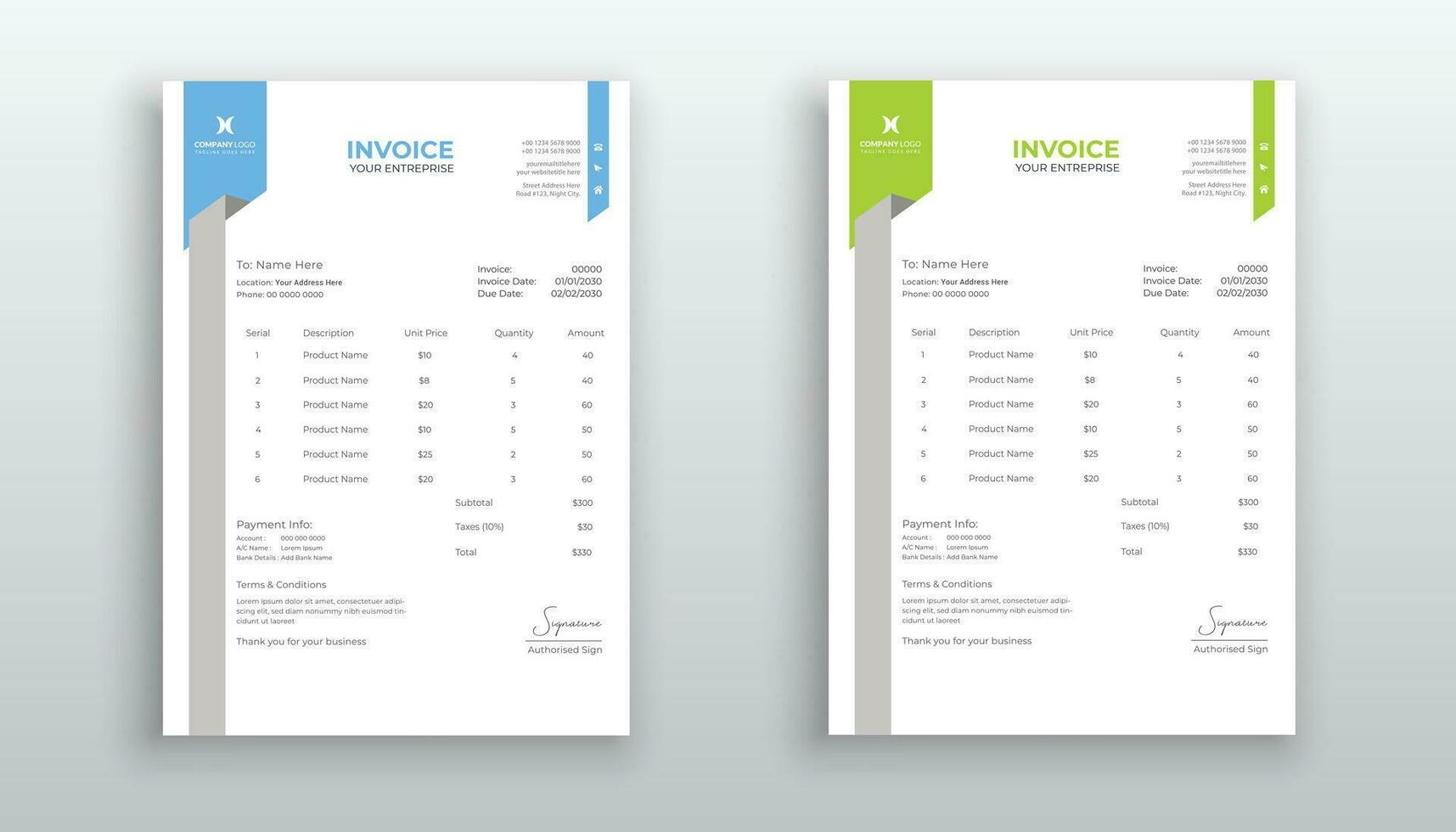 professional creative invoice template design for your business vector