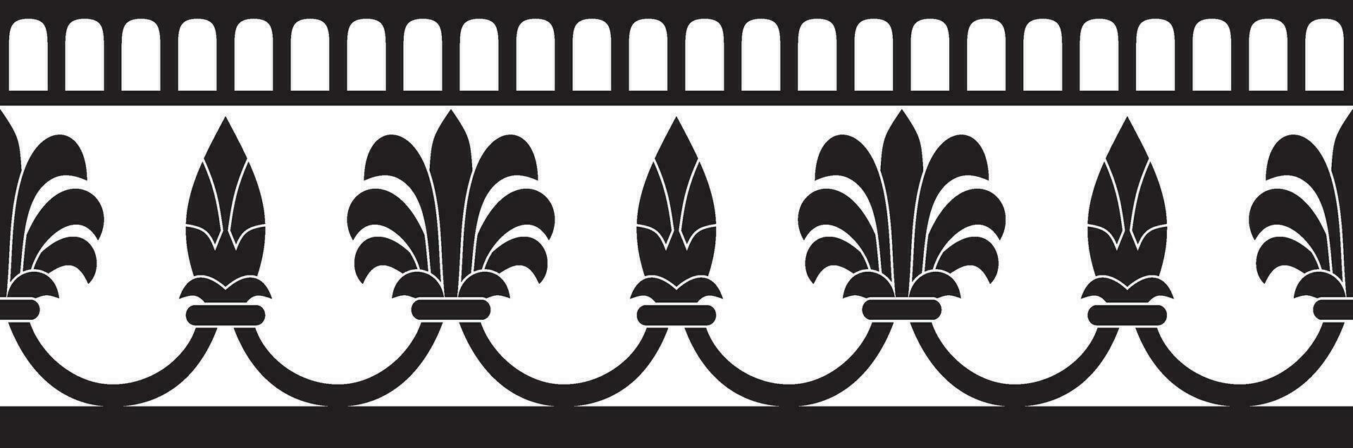 Vector endless black monochrome national persian ornament. Seamless frame, border ethnic pattern of Iranian civilization