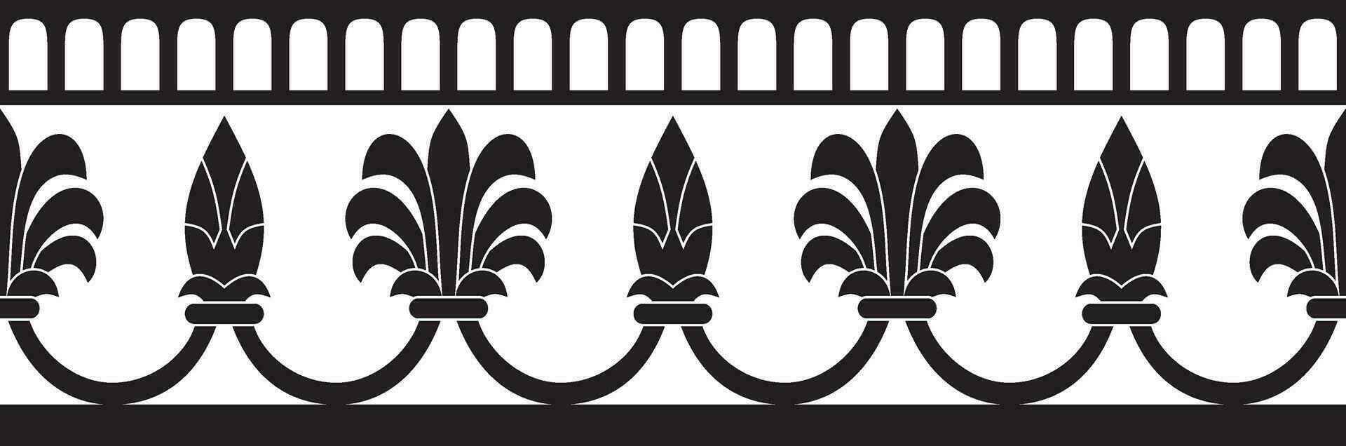 Vector endless black monochrome national persian ornament. Seamless frame, border ethnic pattern of Iranian civilization