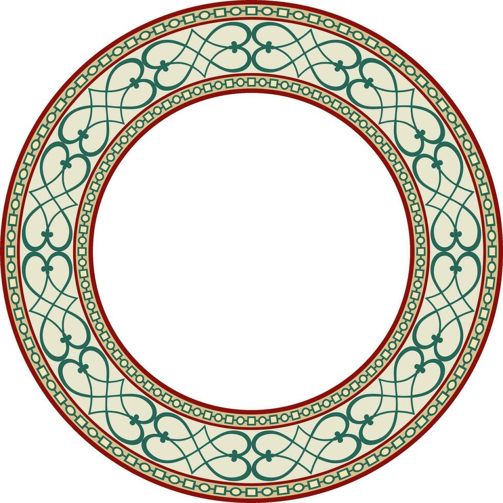 Vector colored round classical ornament of the renaissance era. Circle, ring european border, revival style frame