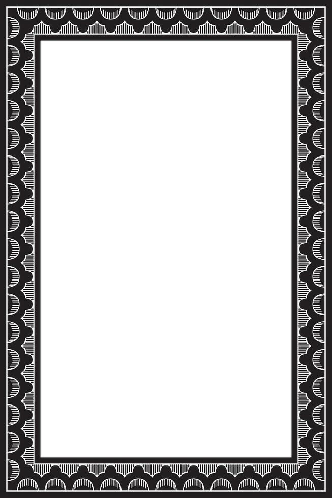 Vector square monochrome black Indian national ornament. Ethnic plant border. Flowers frame. Poppies and leaves