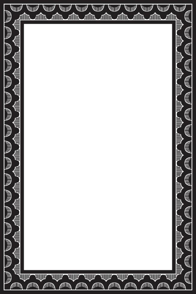 Vector square monochrome black Indian national ornament. Ethnic plant border. Flowers frame. Poppies and leaves