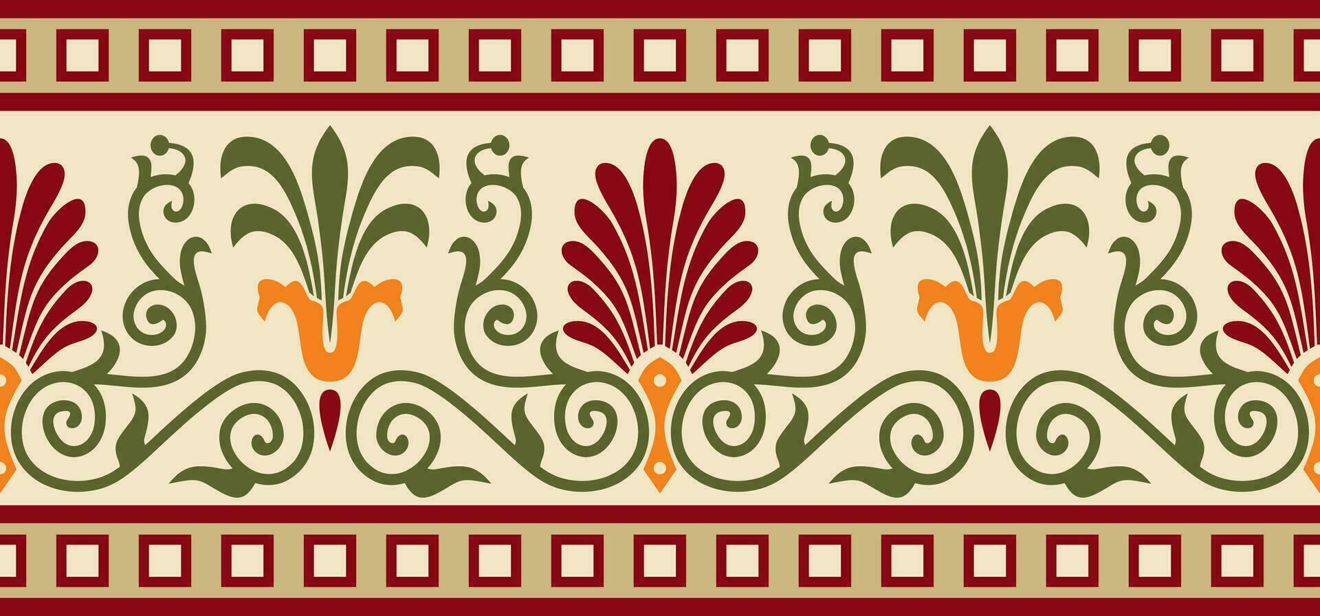 Vector colored seamless classical Greek ornament. Endless European pattern. Border, frame Ancient Greece, Roman Empire