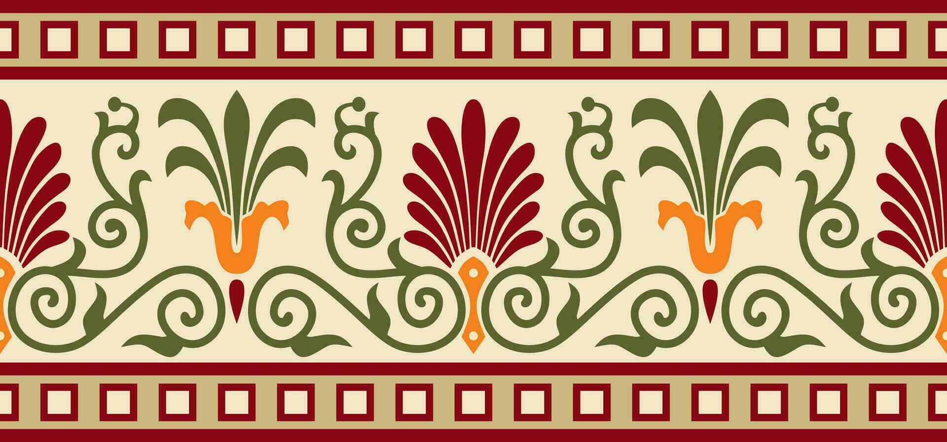 Vector colored seamless classical Greek ornament. Endless European pattern. Border, frame Ancient Greece, Roman Empire