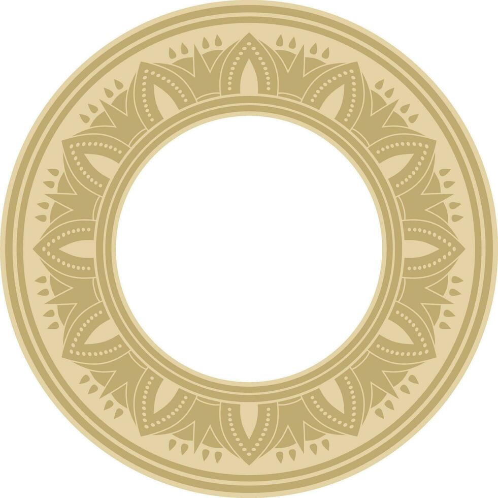 Vector round golden Egyptian ornament. Endless circle border, ancient Egypt frame